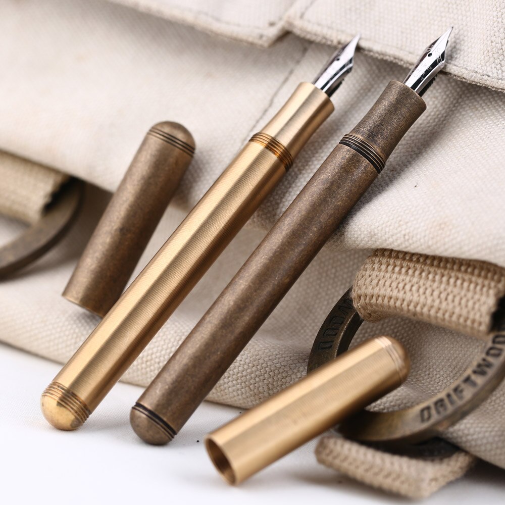 Delike Full Brass Fountain Pen Metal Ink Pen Iraurita EF/F/EF Calligraphy Bent Nib Writing Pen