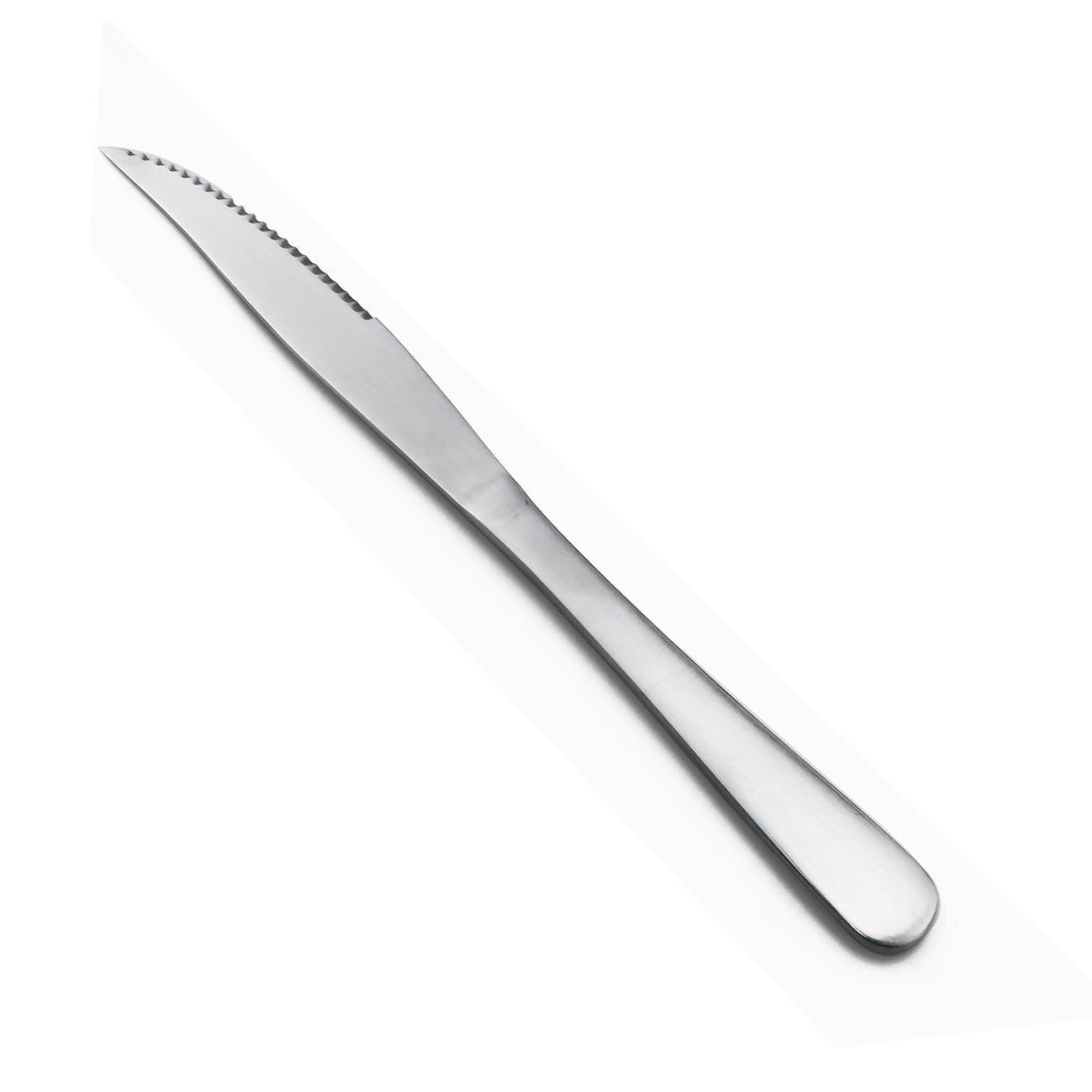 JANKNG Silver Dinnerware Set Stainless Steel Matte Silverware Cutlery Steak Knife Dessert Fork Teaspoon Tableware: Steak Knife