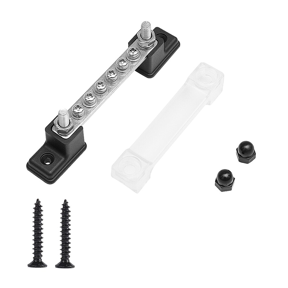 Universal 6 Terminal 130A/150A BusBar Block & Cover for Car Boat Marine Power Distribution Terminal Block 6 Screws + 2 Studs