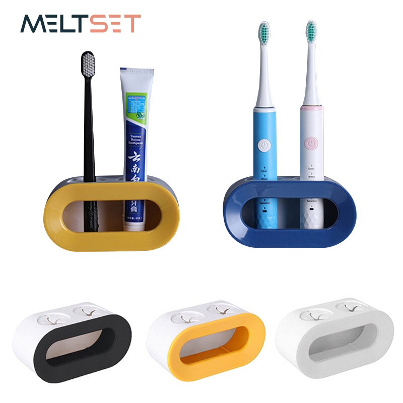 Double Hole Toothbrush Rack Wall Mounted Electric Toothbrush Holder Stand Bathroom Toothpaste Toothbrush Organizer Storage Rack