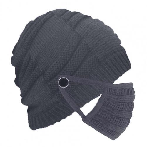 Gebreide Muts Unisex Winter Gebreide Muts Warm Cap Met Gezicht Cover Winddicht Beanie Hoofddeksels: Grey