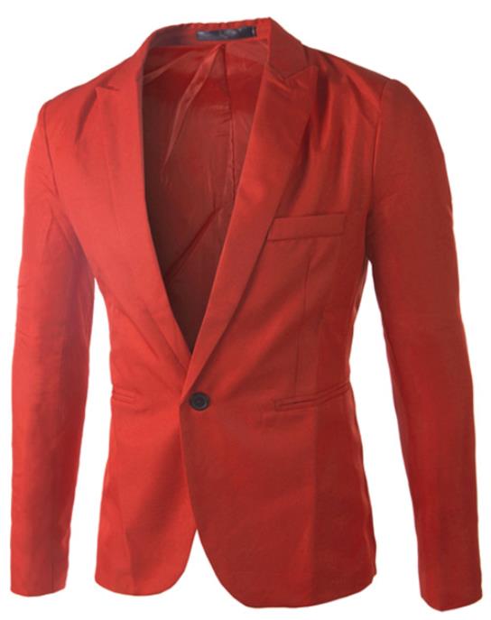 Chaqueta de traje de hombre sólido un botón Casual Blazer chaqueta normal de negocios Casual chaqueta: Rojo / XXXL