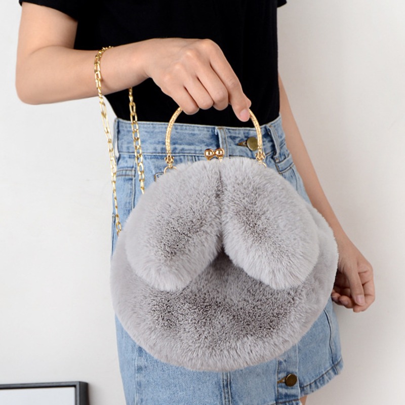 Cute Plush Rabbit Crossbody Bags for Women Korean Version Cute Purses and Handbags Girls Rabbit Ear Shoulder Messenger Bag