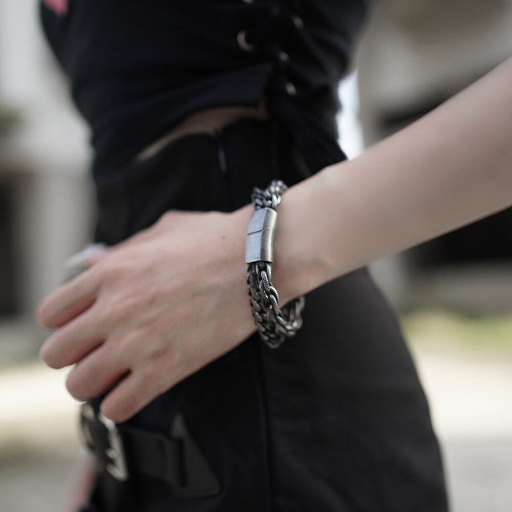 Punk rock eenvoudige roestvrijstalen armband dames heren titanium stalen armband retro sieraden