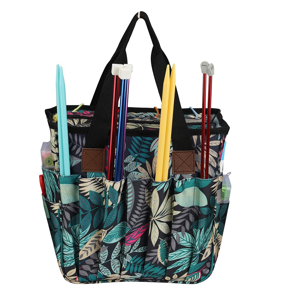 1 Piece 26*25*4CM Style Woolen Bag Blue Leaf Style Bag 600D Oxford Cloth Wool Sewing And Embroidery Tools Storage Bag