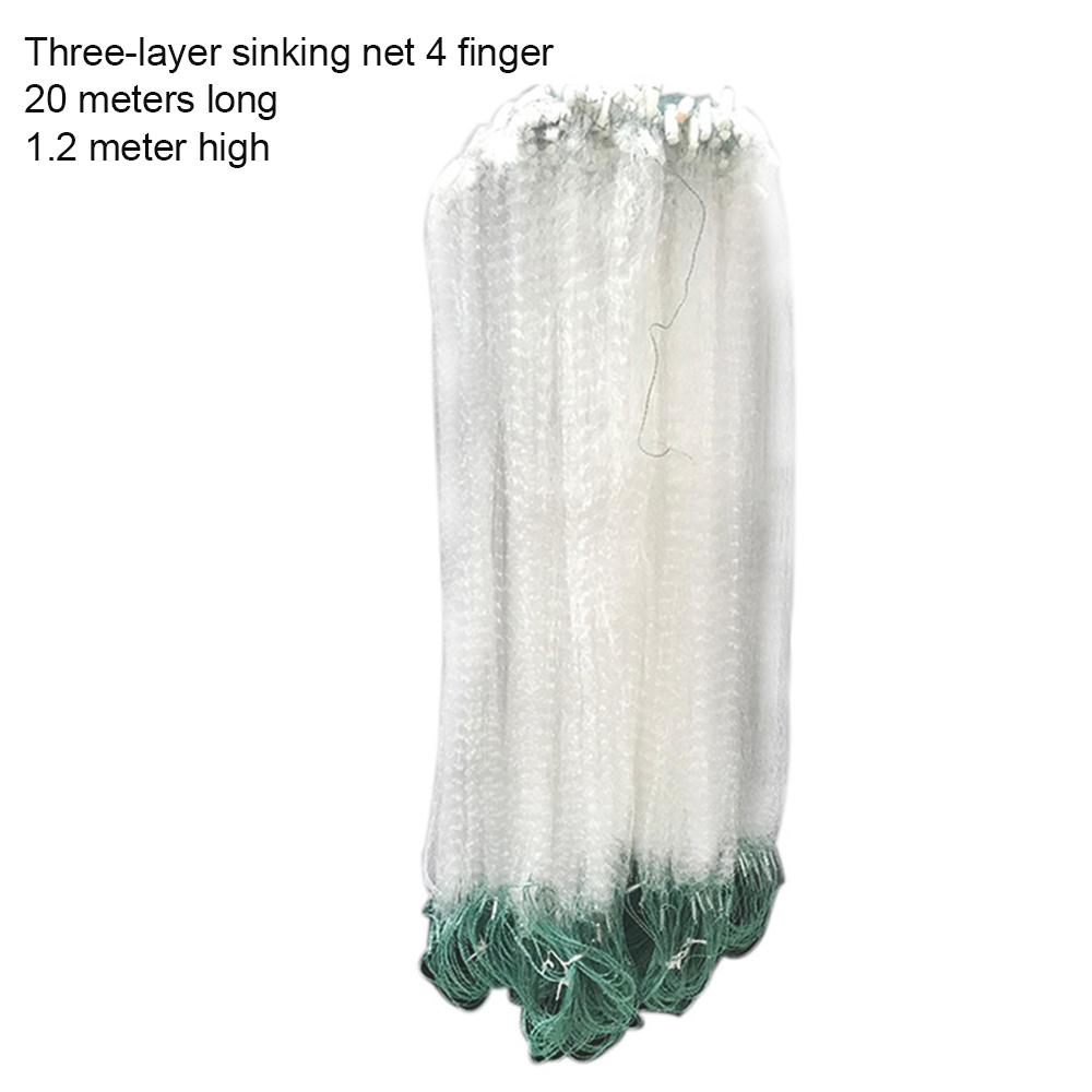 20M Fishing Fish Mesh Trap Fishing Net Nylon Sinking Net Mesh Bait Trap with Lead Sinker Saltwater Freshwater Fishing Outdoor: 4 finger 20 m