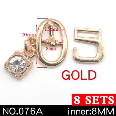 8 jeux de boucles métalliques 9 crochets | Pour courber les chaussures, sacs, boucles de ceinture, décoration bricolage, accessoires pour chaussures à coudre: NO.076A 8mm8sets