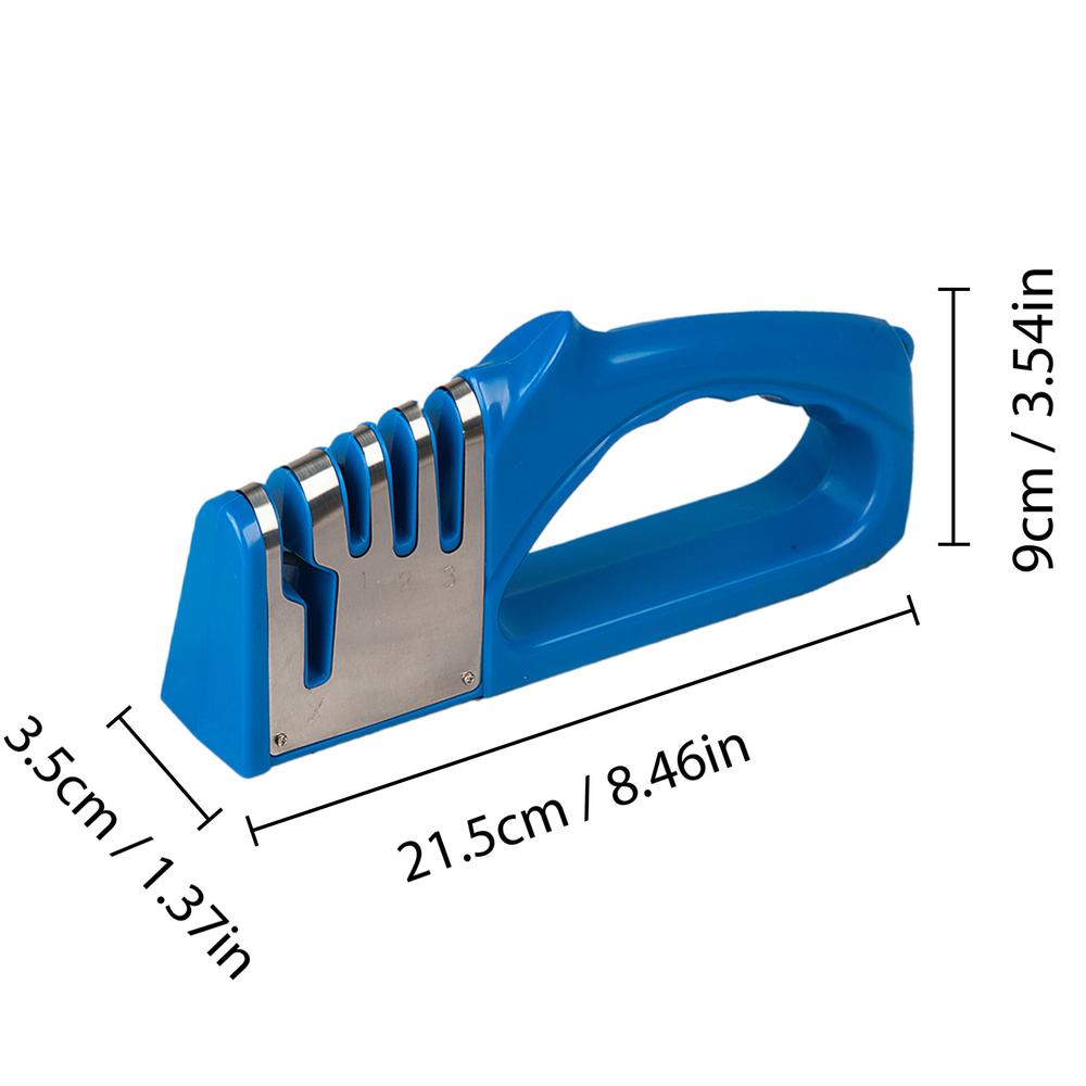 Afilador de cuchillos multifuncional portátil, Base antideslizante, 4 segmentos, accesorios para el hogar: Azul