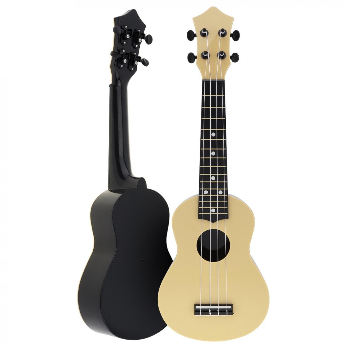 Ukulele soprano colorido de 21 cordas, guitarra havaiana mini instrumento para crianças e iniciante de música: Beige