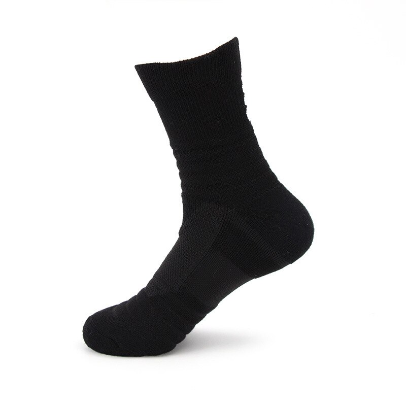 Calzini sportivi professionali da uomo cuscino in cotone traspirante calzini corti da basket calzini lunghi Unisex da corsa per assorbimento degli urti: Black-Mid