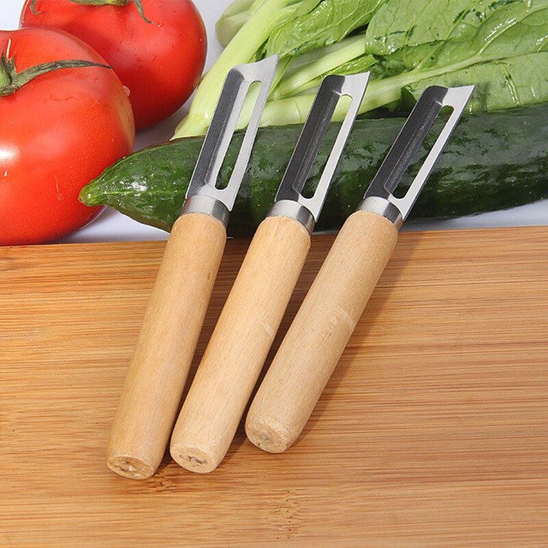1pc Stainless Steel Peeler For Apple Tomato Pear Vegetable Potato Peeler Wooden Handle for Apple Potato Peeler Fruit Peeler