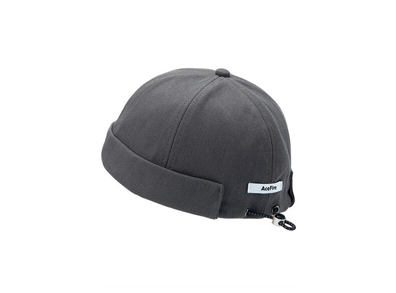 Kiinteä kiristysnyöri pipo reunaton lippalakki vintage retro leon satama satamalaituri hattu rullattu ranneke kallo merimies pyöräilijä lippikset kesä ulkona: Tummanharmaa