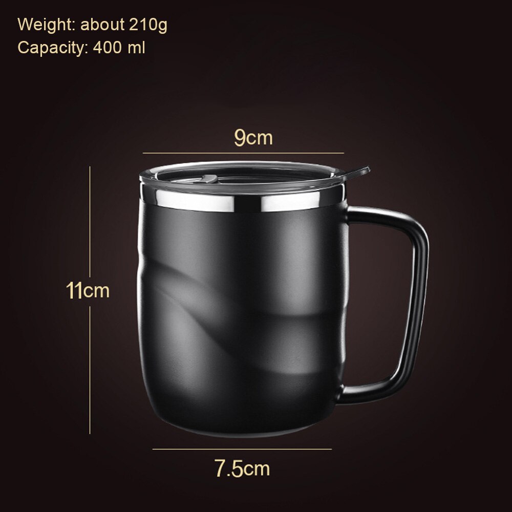 Stainless Steel Insulated Coffee Mug With Sliding Lid Vacuum Travel Mug With Handle Camping Tea Flask For Cold Drinks