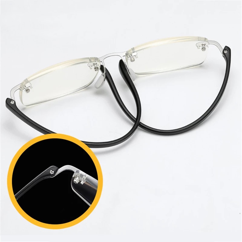 Lunettes de lecture carrées sans bords TR90 pour hommes et femmes, presbytes, Anti-lumière bleue, monture en verre de