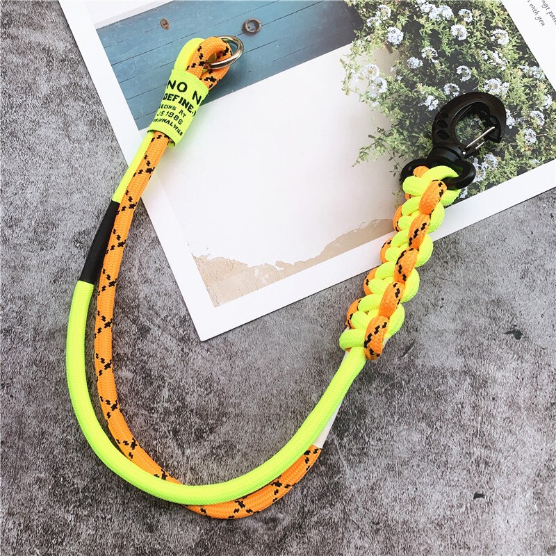 Landyard Mixed Color Phone Chain Nylon Strips Premium Hand Made Lanyard Personality Accessories Bag Strap Trousers Decoration: yellow orange 50cm