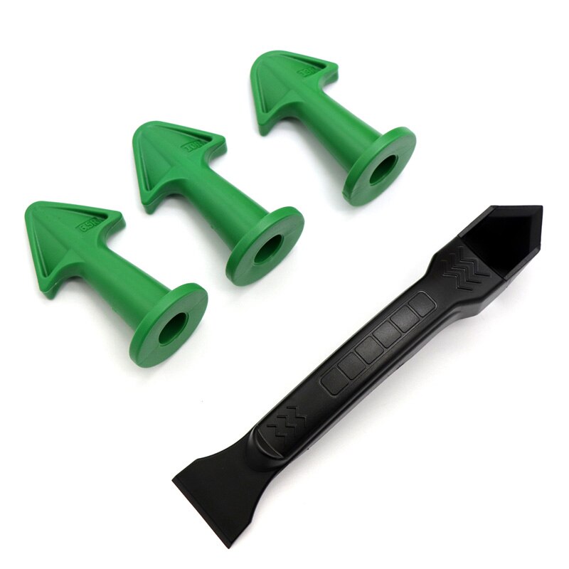 4 Pcs Caulking Tool Kit 3 Plastic Caulking Nozzles With 1 Grout Scraper Set Sealant Finishing Tool For Floor Window