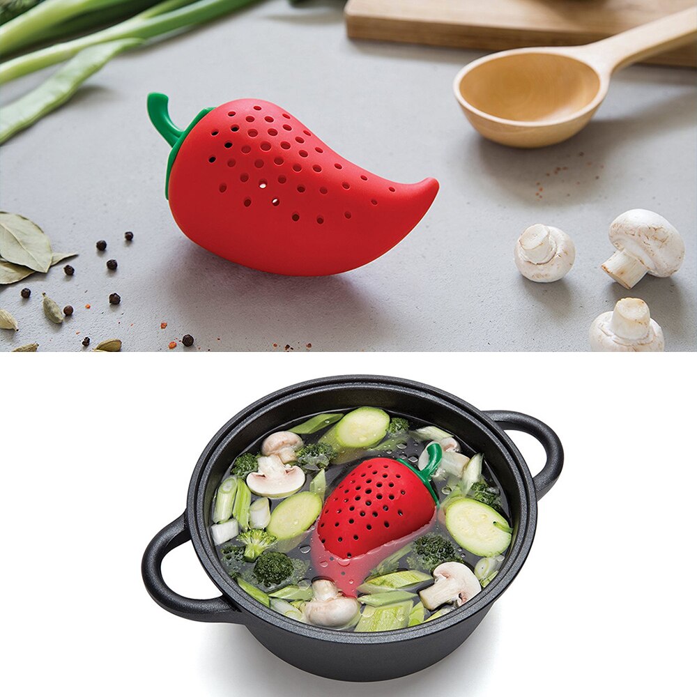 Leuke Creatieve Chili Modellering Spice Filter Stoofpot Soep Siliconen Kruid Kruiden Tas Soep Kruiden Pakket Keuken Koken Gadget