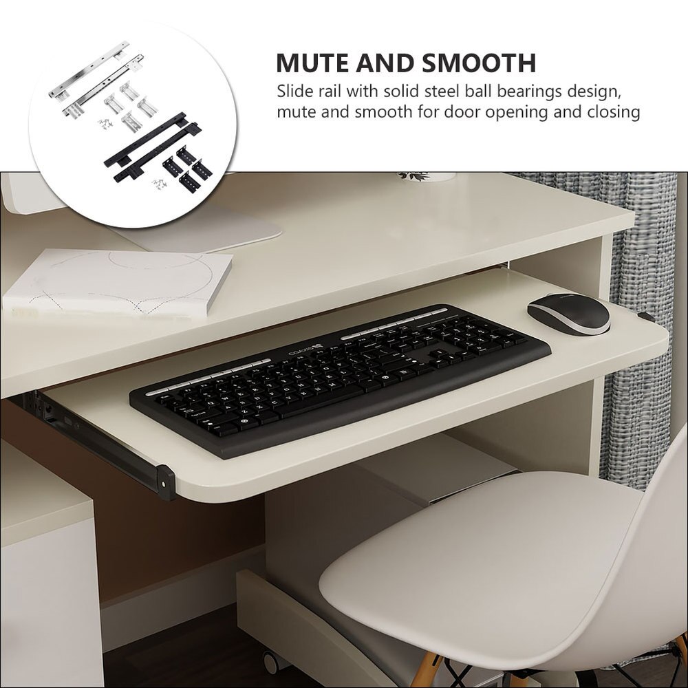 2 Sets Ball Bearing Useful Premium Sturdy Drawer Track Drawer Slide Keyboard Track Keyboard Slide for Drawer
