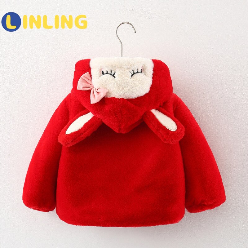 Linling Dikke Baby Jas Peuter Meisje Leuke Hooded Cartoon 3D Oor Wollen Trui Beer Scheel Rits Vest Kinderen Jas p610