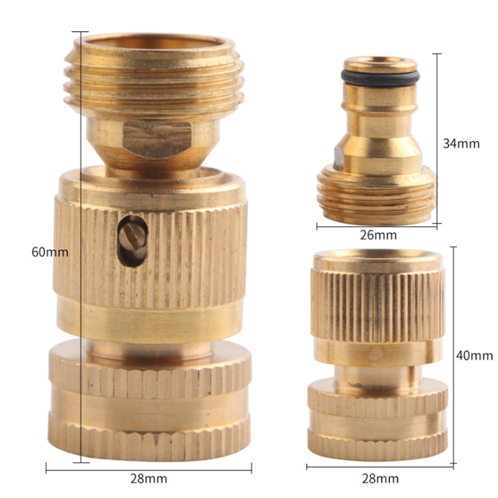 Garden hose quick connect solid brass quick connect garden hose connector water pipe connector garden hose disconnect 3/4 inch