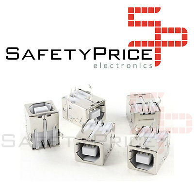 5x CONECTOR USB 2.0 hembra tipo B 90º grados para soldar en PCB DIY