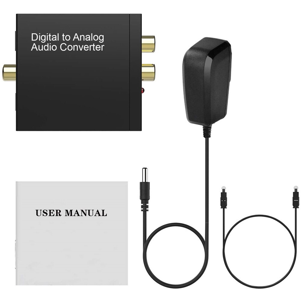 Prozor dac digital to analog converter optical coaxial fiber spdif to rca 3,5mm jack audio adapter with optical cable adapter