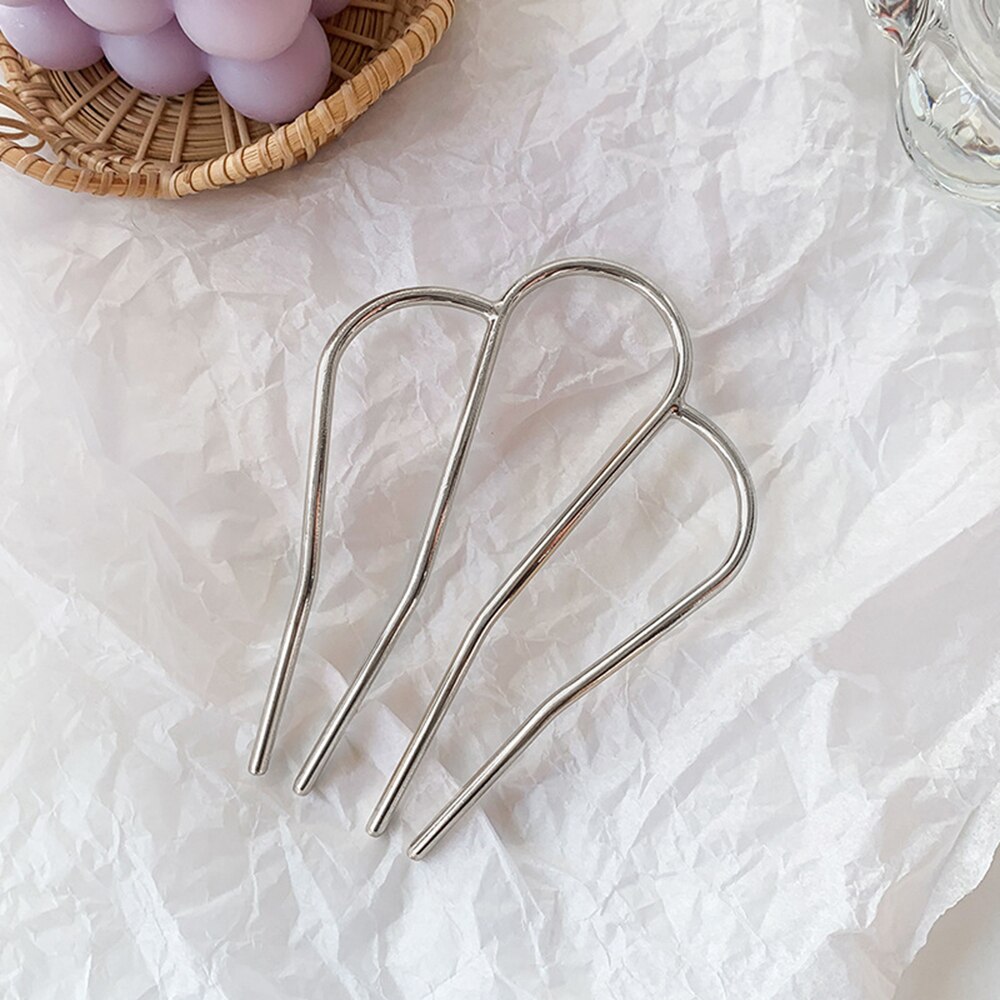 Pinzas para el pelo en forma de U, horquillas de Metal para mujeres y niñas, accesorios de peinado para el cabello, pasadores, fabricante de moños: Silver
