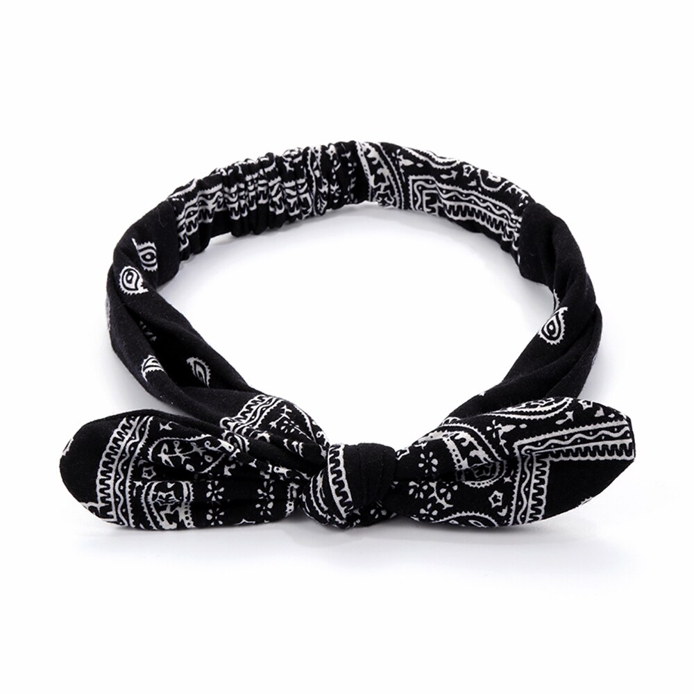 Buet pandebånd til kvinder elastisk ensfarvet turban hovedbind vintage kanin ører hårbånd damer knudet hoved wrap: 07