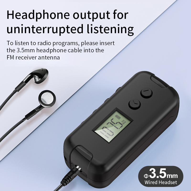 Ricevitore radio FM portatile 64-108MHZ con display LCD Display dell'ora dell'auricolare da 3,5 mm 2 * Alimentatore AAA per camminare e fare jogging