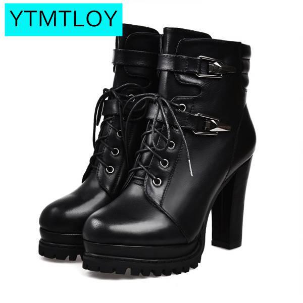 Botines de tacón alto con plataforma para mujer, – Grandado