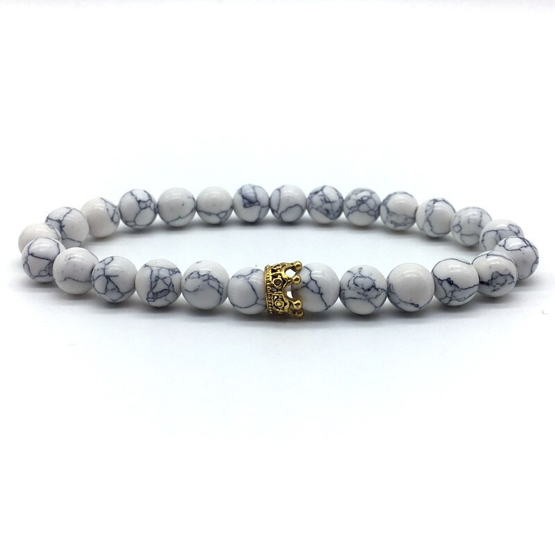 Korona Charm bransoletka mężczyźni 2022 moda prosty kamień lawowy matowy bransoletka z koralików dla mężczyzn biżuteria prezent Pulsera Hombre: 11