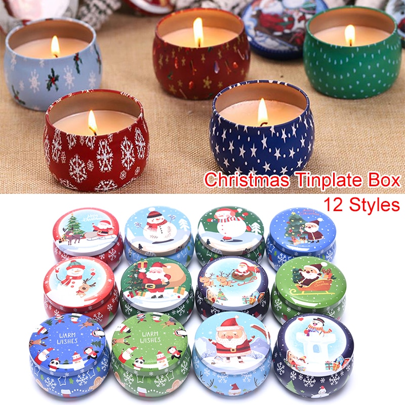 Botes de lata fabricación de velas para Navidad, recipientes para decoraciones navideñas, caja de almacenamiento de , Caja Sellada a prueba de humedad, 1 ud.