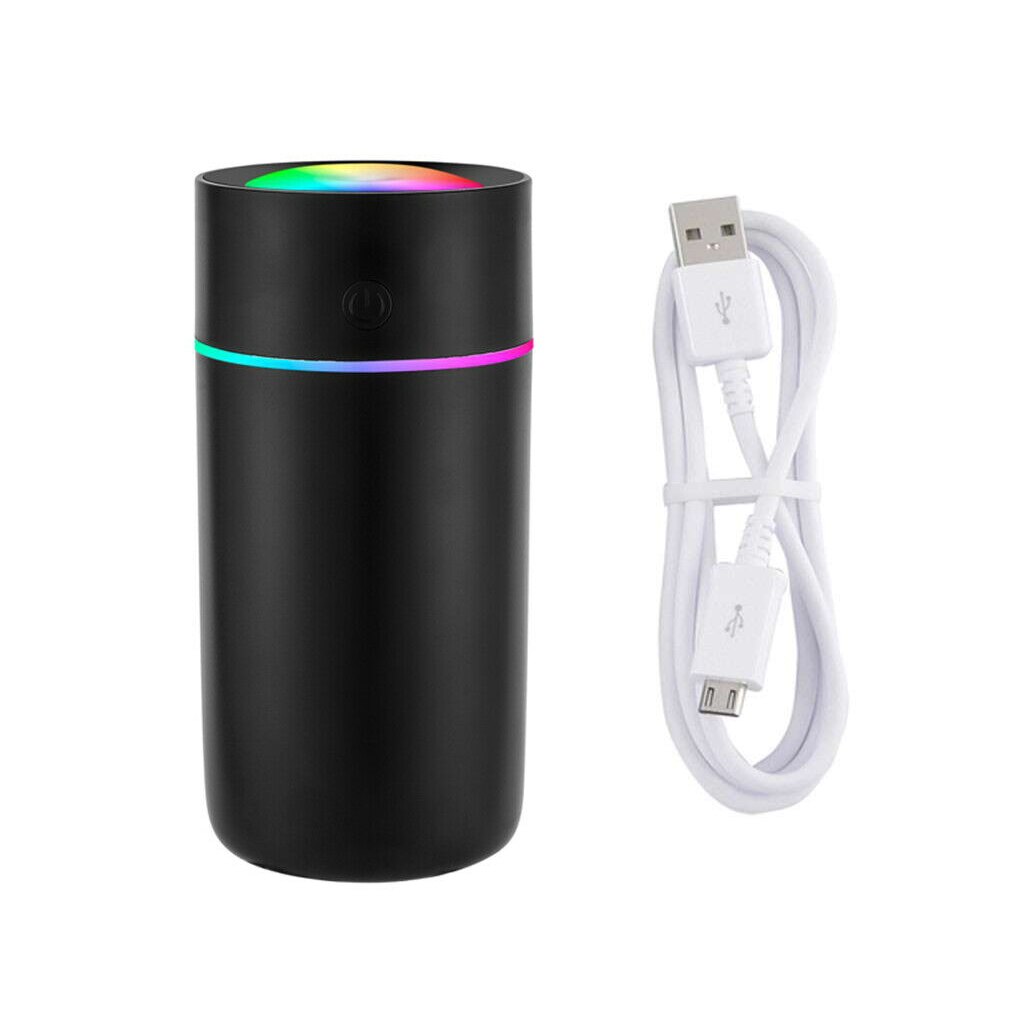 Ultrasonic Mini Air Humidifier 340ml Aroma Essential Oil Diffuser Houshold Car USB Fogger Mist Maker With LED Night Lamp: 320ml-Black