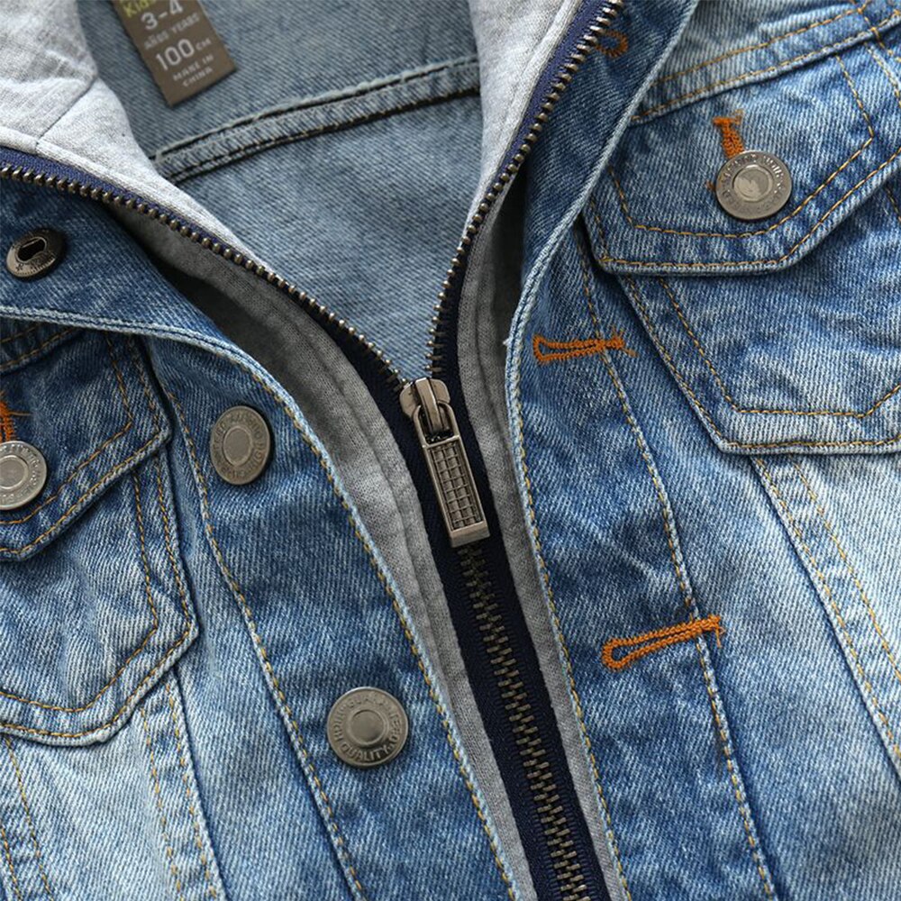 Mudkingdom meninos denim casaco casaco com capuz cardigan moda outono outerwear para roupas menino zíper bolso casaco crianças roupas