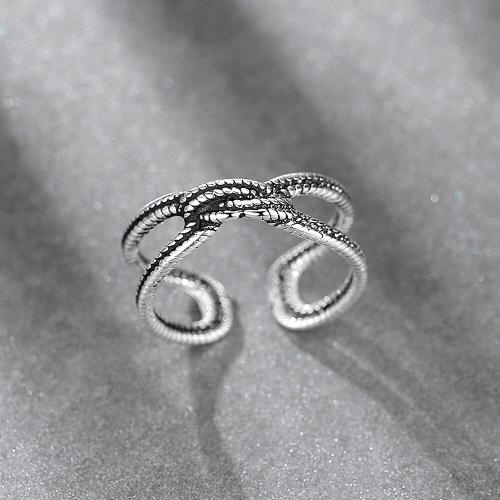 925 Sterling Silber Neue Schmuck Neue Frau Ring retro Hohl Schwarz Öffnung Größe Einstellbar thailändisch Silber Mann Kreative Ring