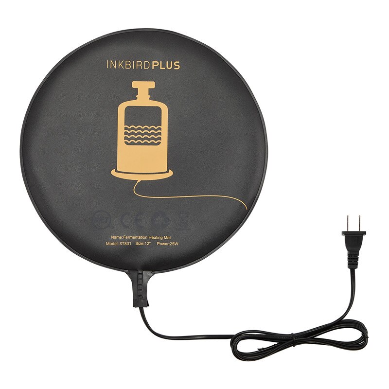 InkbirdPlus Home Brewing &amp; Fermentation Heat Pad Warm Hydroponic Heat Mat for Beer &amp; Wine Fermenting 12" MET Certified 25W Tools: US PLUG(120V)