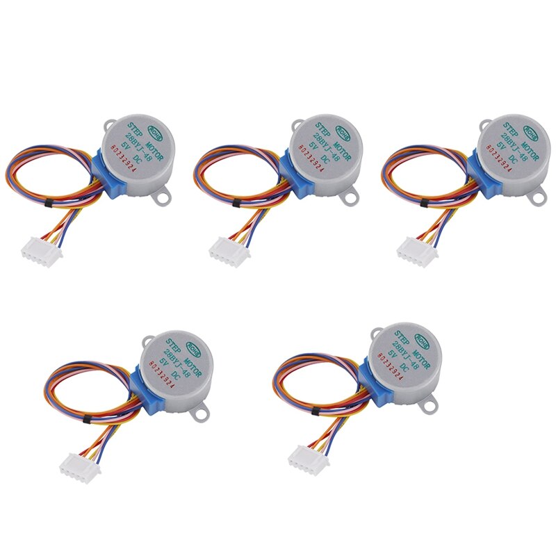 5Pcs Stepper Motor,4-Phase 5-Wire Reduction Stepper Motor 5V Gear Step Stepper Motor