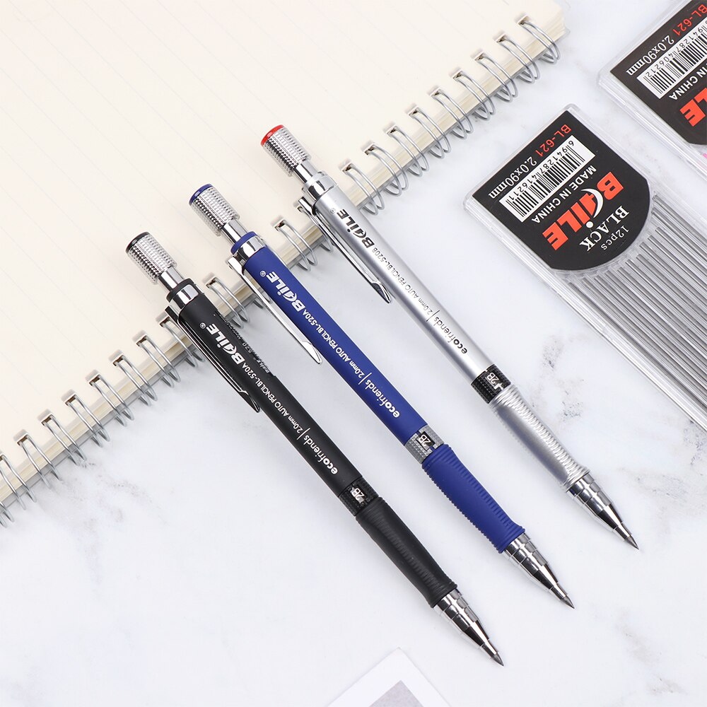 1Pc Automatic Mechanical Pencil 2.0mm Multicolor Refill 2B Drawing Writing Activity Pencil Office School Writing Stationery Blue