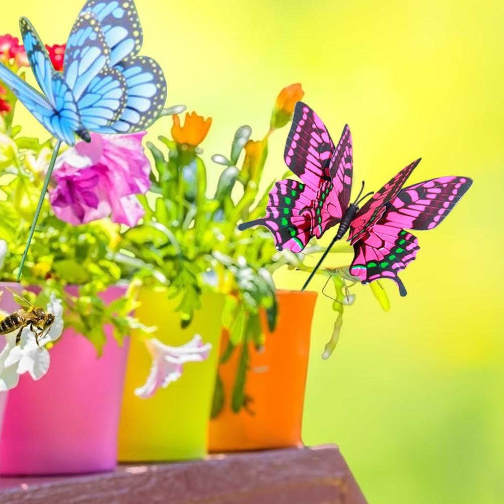 Estacas de mariposa coloridas 3D de PVC, decoración para jardín, patio, maceta, 4 Uds.