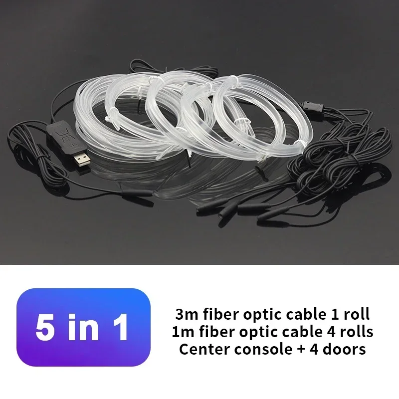 Auto Rgb Ambient Led Light Strip Usb Fiber Optic Sfeer Neon Onzichtbare Lichtstrip Middenconsole Deur Decoratie Lamp: Crystal Blue