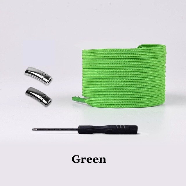 Cordones magnéticos de Metal para zapatillas Unisex, cordones elásticos de bloqueo para zapatos de adultos y niños, 2 uds.: 1 pair green