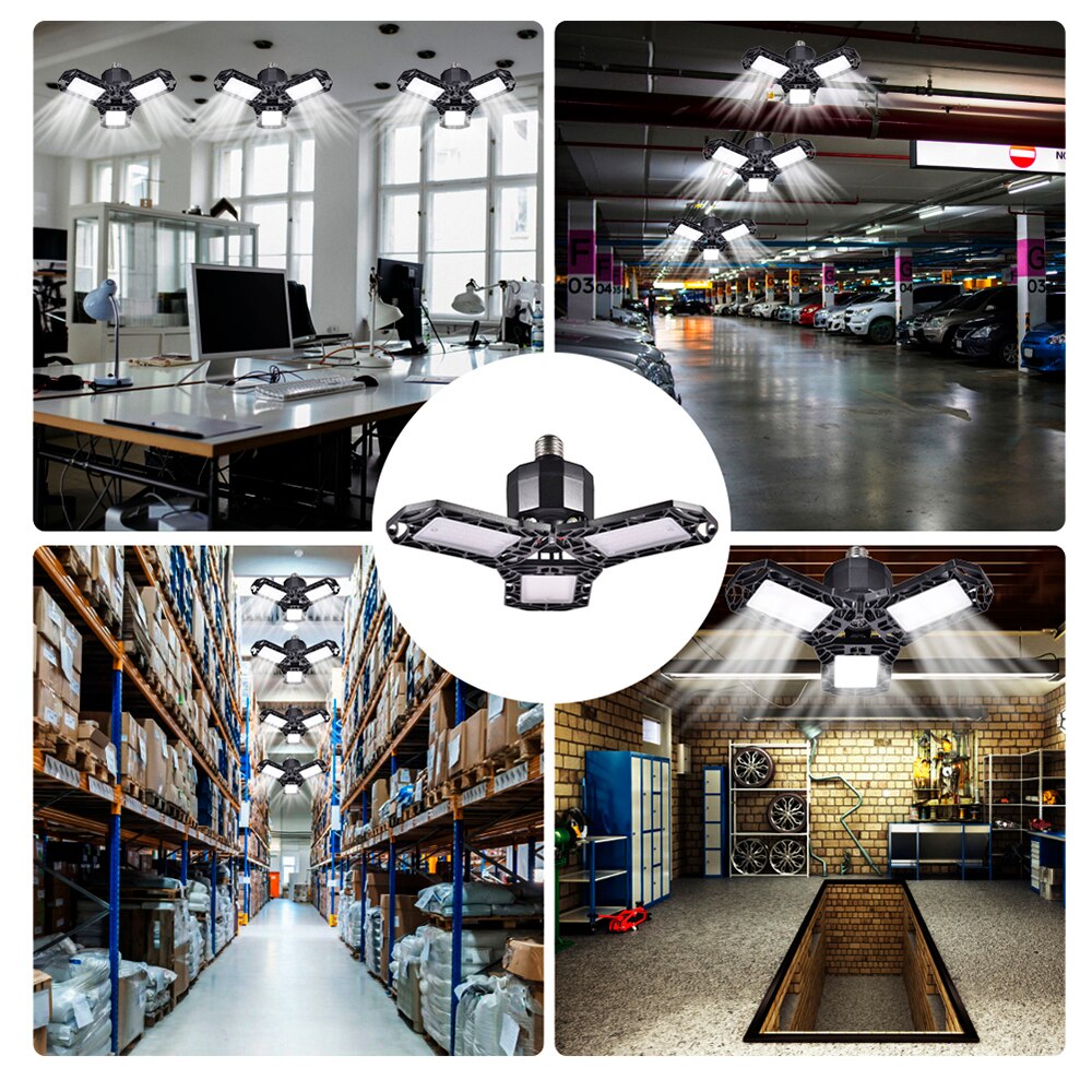 80w 72 led autotallin valaisin 360 astetta muotoutuva kattovalaisin varastotyöpajaan kokoontaittuva kolmilehtinen muodonmuutoslamppu  ac85-265v