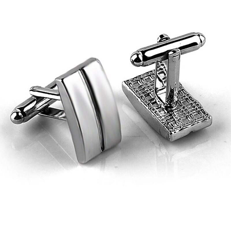 Simples listra cufflink retângulo abotoaduras quadrado luxo nova camisa dos homens botão manguito presentes de natal chapeado groove manguito link