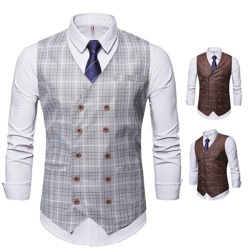 Suit Vest Men's Double-breasted Waistcoat Business Gentleman Single Item Party Dress