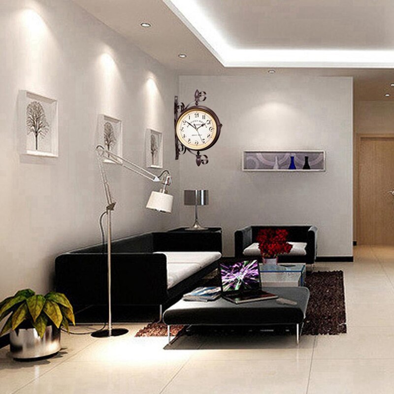 Watch European Retro Style Clock Innovative Double-Sided Wall Clock Wall Clock Modern