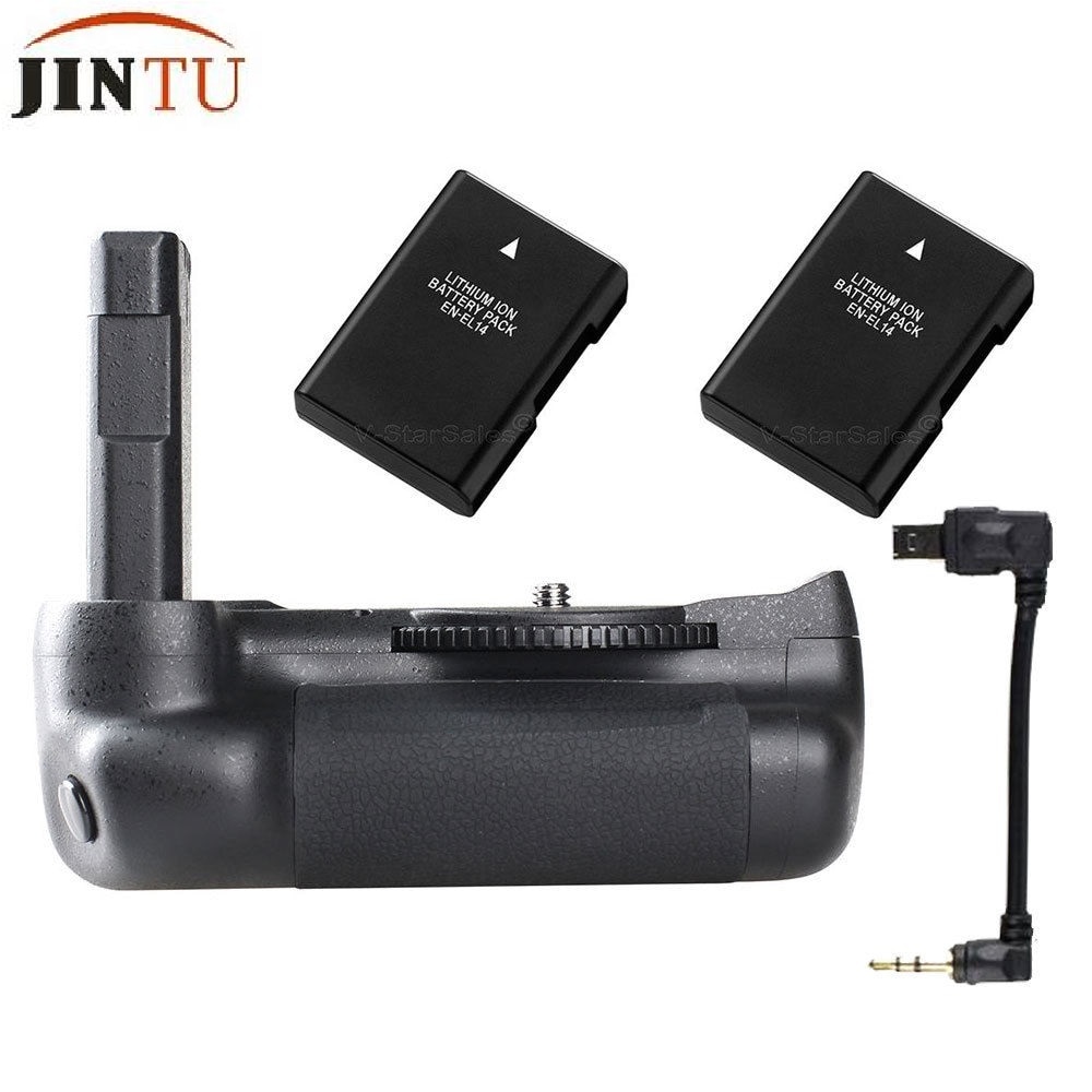 JINTU Battery Grip Holder For Nikon D5600 D5500 DSLR Camera with +2x EN-EL14 Recharge Batteries Kit