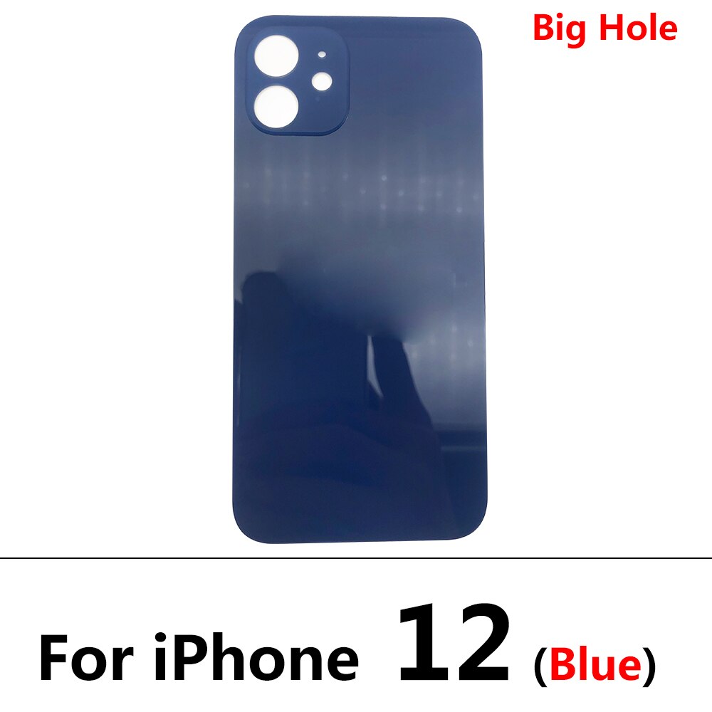 Big Hole Back Glass Rear Cover For Iphone 12 Pro Battery Door Housing Battery Back Cover Glass: For iphone 12 Blue