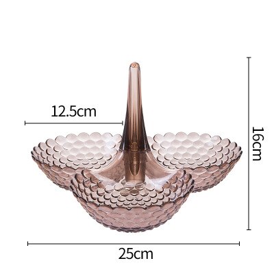 European Fruit Plate Multilayer Stacking Plastic Storage Fruit Tray Household Candy Plate Dried Fruit Box: brown