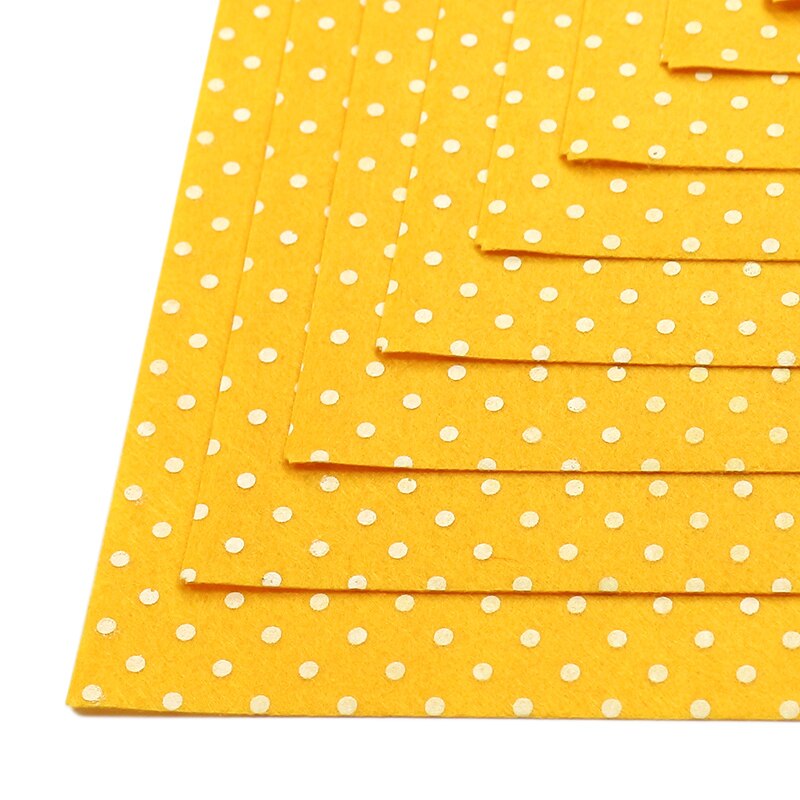 Tissu en feutre de couleur Pure imprimé jaune et Polyester, motif à pois, 30x30CM, pour Patchwork, bricolage, couture, décoration de la maison, 10 pièces/lot