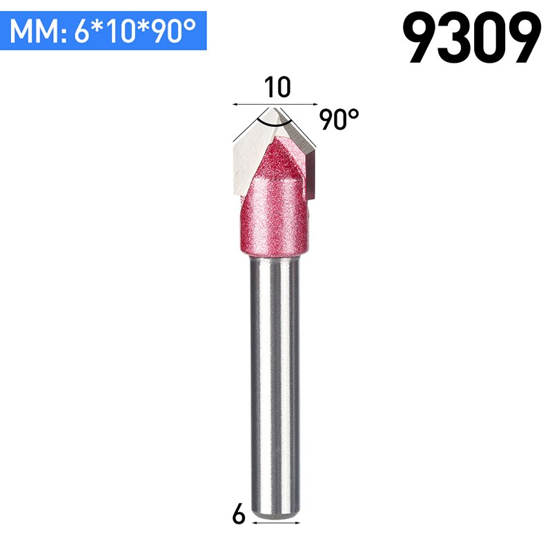 Huhao 1 Pc 6 Mm V Bit Cnc Vhm Mill 3D Frezen Voor Hout Tungsten Houtbewerking Mdf frees 60 90 120 150 Graden: 9309